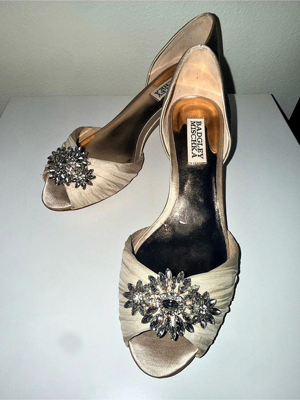 Badgley Mischka Gold Embellished Heels